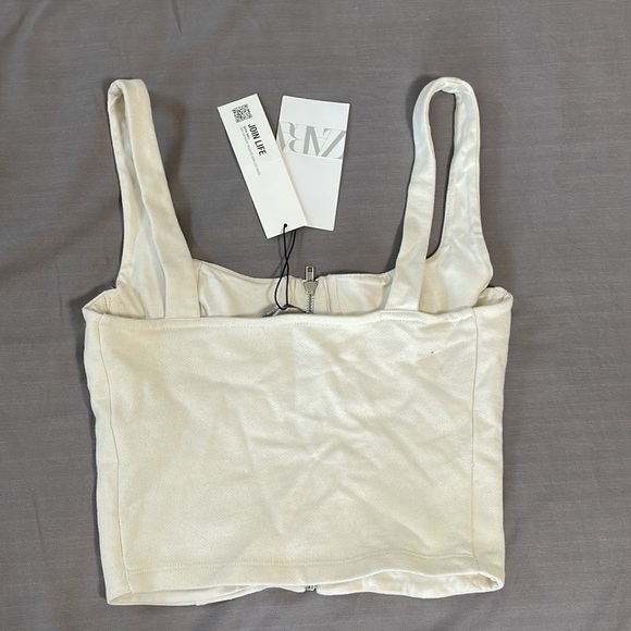 ZARA white/cream small crop top - bustier/corset - Picture 2 of 5